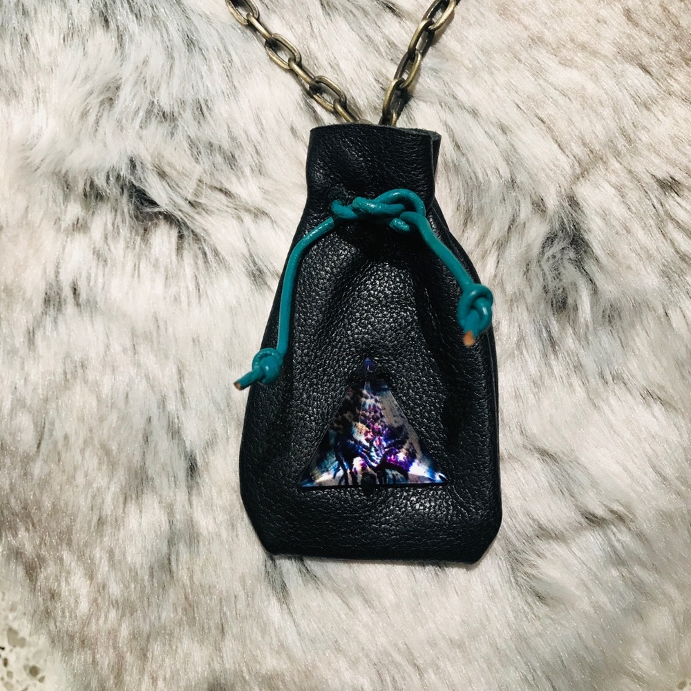 Leather pouch necklace